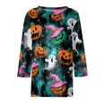 thumbnail image 4 of DORKASM Womens Halloween T Shirt 3/4 Sleeve Crew Neck Skeleton Spider Graphic Tshirt 2026 Pumpkin Funny Print Fall Shirt Casual Witch Tops Dark Green M, 4 of 5