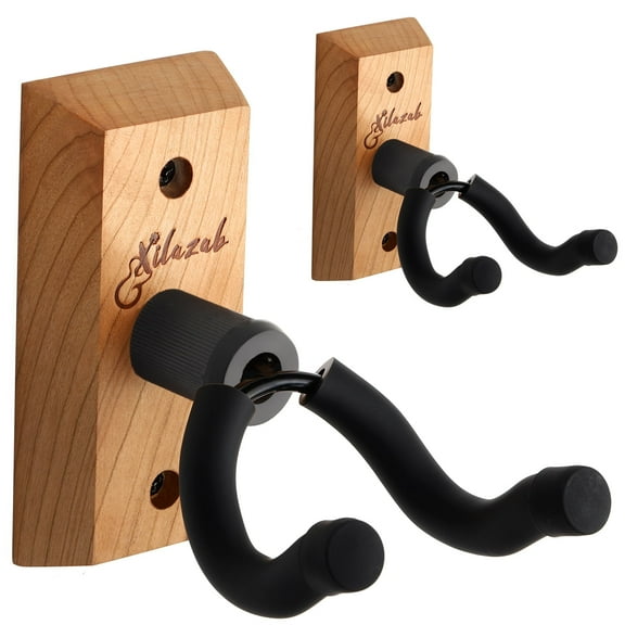 White Ash Wood guitar wall mount 2-pack - u-shaped hanger for acoustic/ electric guitar, bass, banjo, mandolin‌