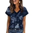 thumbnail image 2 of Roncen Tops for Women Short Sleeve Shirts V Neck Split Hem Basic Tee Pullover Blouse, 2 of 6