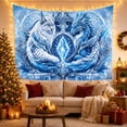 thumbnail image 3 of Snow Leopard and Blue Dragon with Glowing Crystal in Mystical Energy, Moody Fantasy for Wildlife Lovers, Ornate Celestial Artwork, Halloween Gift Tapestry Wall Hanging for Bedroom and Dorm, 3 of 7