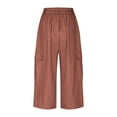 thumbnail image 5 of Hurxie Women's Sweatpants Capri Pants Cropped Jogger Running Pants Lounge Loose Fit Drawstring Waist with Side Pockets Coffee,XL, 5 of 7