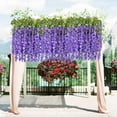 thumbnail image 3 of Sinhoon 6 Pack 3.75 Feet/Piece Artificial Fake Wisteria Vine Ratta Hanging Garland Silk Flowers String Home Party Wedding Decor (White), 3 of 7