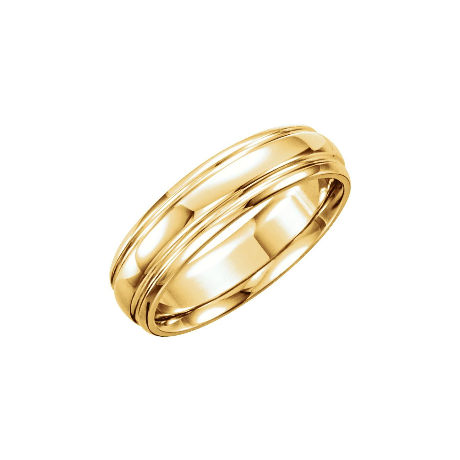 Diamond2Deal 14k Yellow Gold 6 mm Grooved Wedding Band