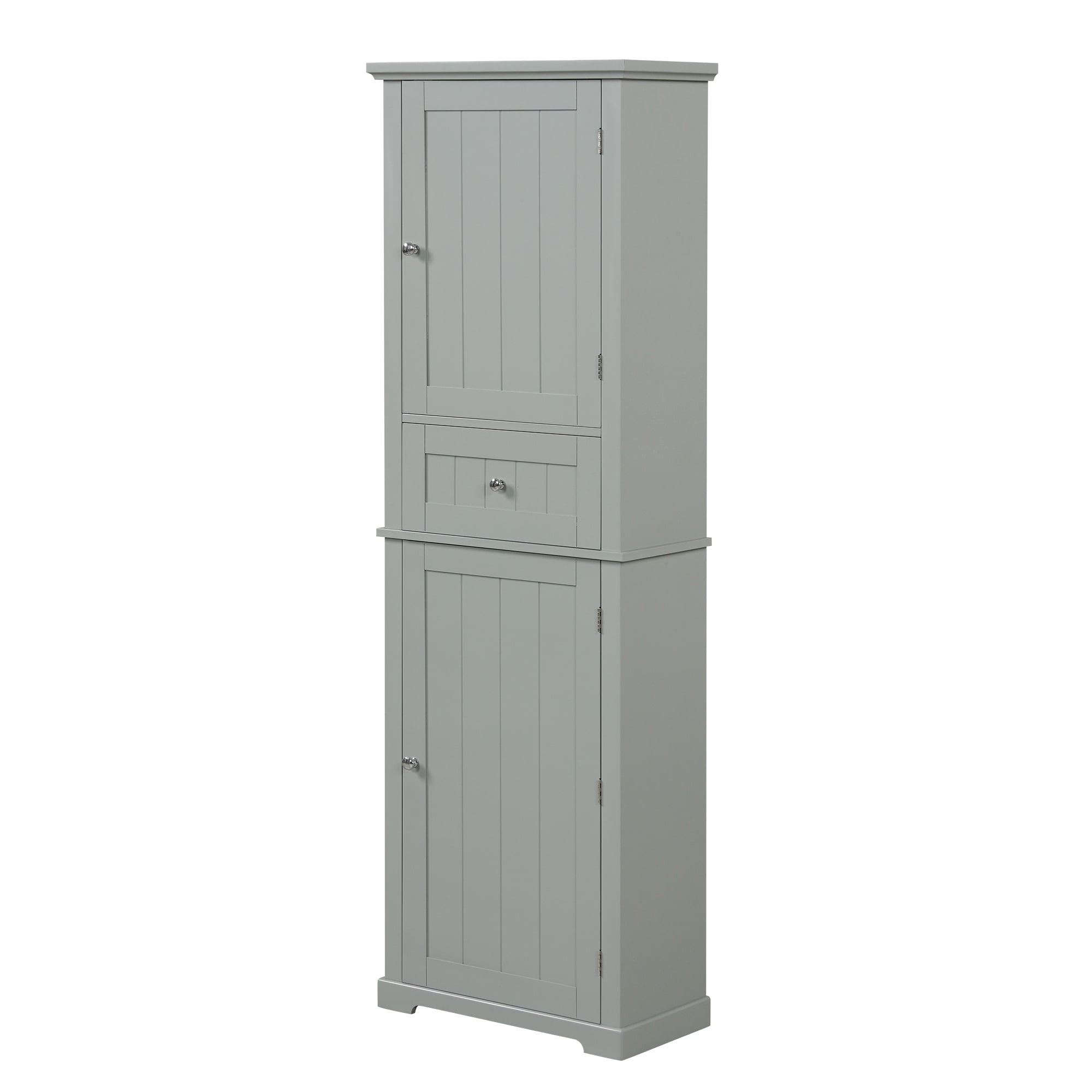 Bellemave 67.3”H Tall Bathroom Storage Cabinet Freestanding Storage Cabinet with 1 Drawer and 2 Doors Wooden Floor Cabinet with Adjustable Shelves for Home, Kitchen, Living Room, Gray
