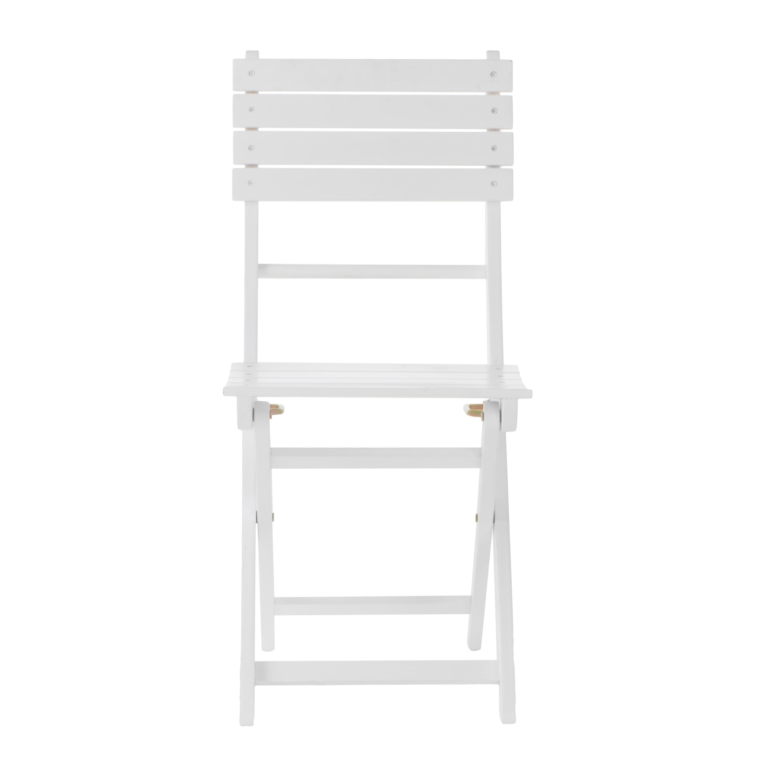 Outdoor Foldable Dining Chair Set of 2, Portable Acacia Wood Leisure Seats for Patio Garden, White