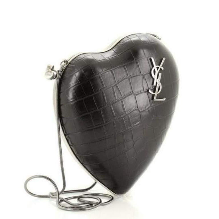 Saint Laurent Love Heart-shaped Leather Coin Purse in Black