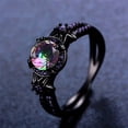 thumbnail image 4 of 1pc Trendy Black Zirconium Ring For Unisex, Punk Black Ring With Purple Rhinestones, 4 of 4