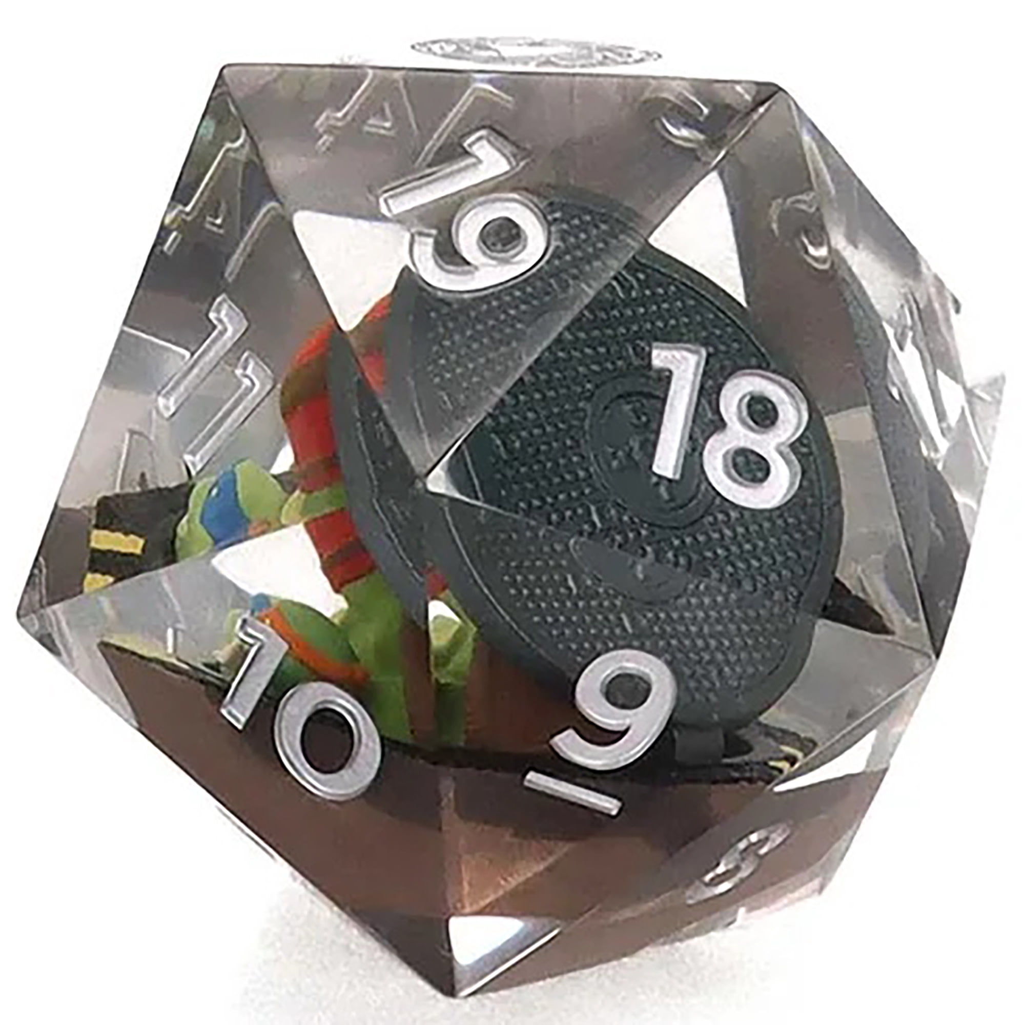 Magic The Gathering: Teenage Mutant Ninja Turtles - 55mm Spindown d20 Life Counter, 3D Figures Inside Resin, Black & Green, RPG Collectible Dice