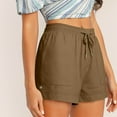 thumbnail image 4 of HAOTAGS Shorts for Women, Solid Color Tie Belt Elastic Waist Pocket Casual Shorts Brown 5XL, 4 of 9