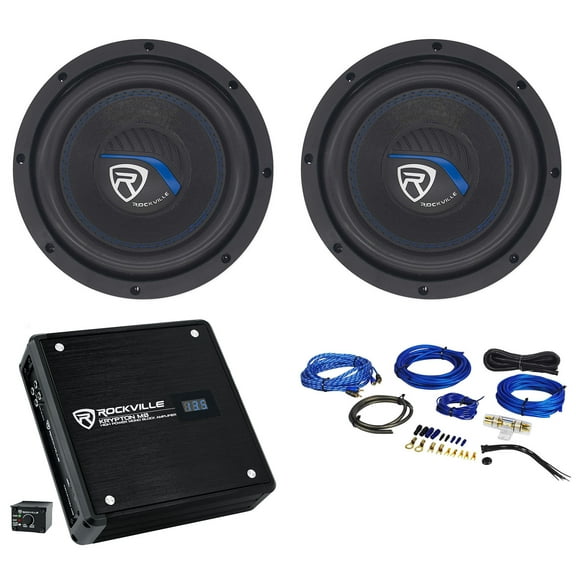 (2) Rockville K5 W8K5S2 8" 800w 2 Ohm Car Subwoofers Mono Amplifier Amp Kit