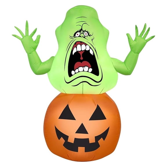 Inflatable 4 1/2' Slimer in Pumpkin, Holiday Decoration by