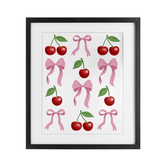 Stupell Industries Cherries & Bows Assortment Black Framed Print Under Glass, design by Marcus Prime