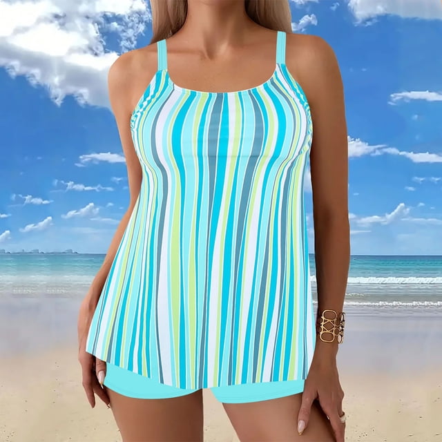 FcBaudy Maillot de Bain 2 Pcs pour Femmes, Maillots de Bain pour Femmes, Maillot de Bain d'Été Grande Taille Imprimé Bikini Maillot de Bain Séparé Maillot de Bain polyester pour Femmes