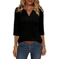 thumbnail image 4 of Abomasnow Women's Athletic Shirts 3/4 Length Sleeve V-Neck Tops Dressy Work Office Casual Workout Yoga Shirts, 4 of 8