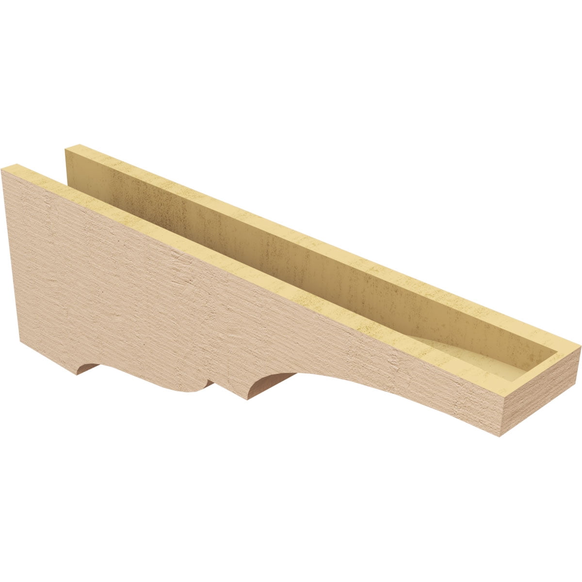 5"W x 30"D x 10"H Thin Asheboro Rough Cedar Woodgrain TimberThane Corbel, Primed Tan