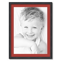 ArtToFrames 24x32 Matted Picture Frame with 20x28 Single Mat Photo Opening Framed in 1.25 Black Stain on Solid Red Oak and 2 Deep Red Mat (FWM-4083-24x32)