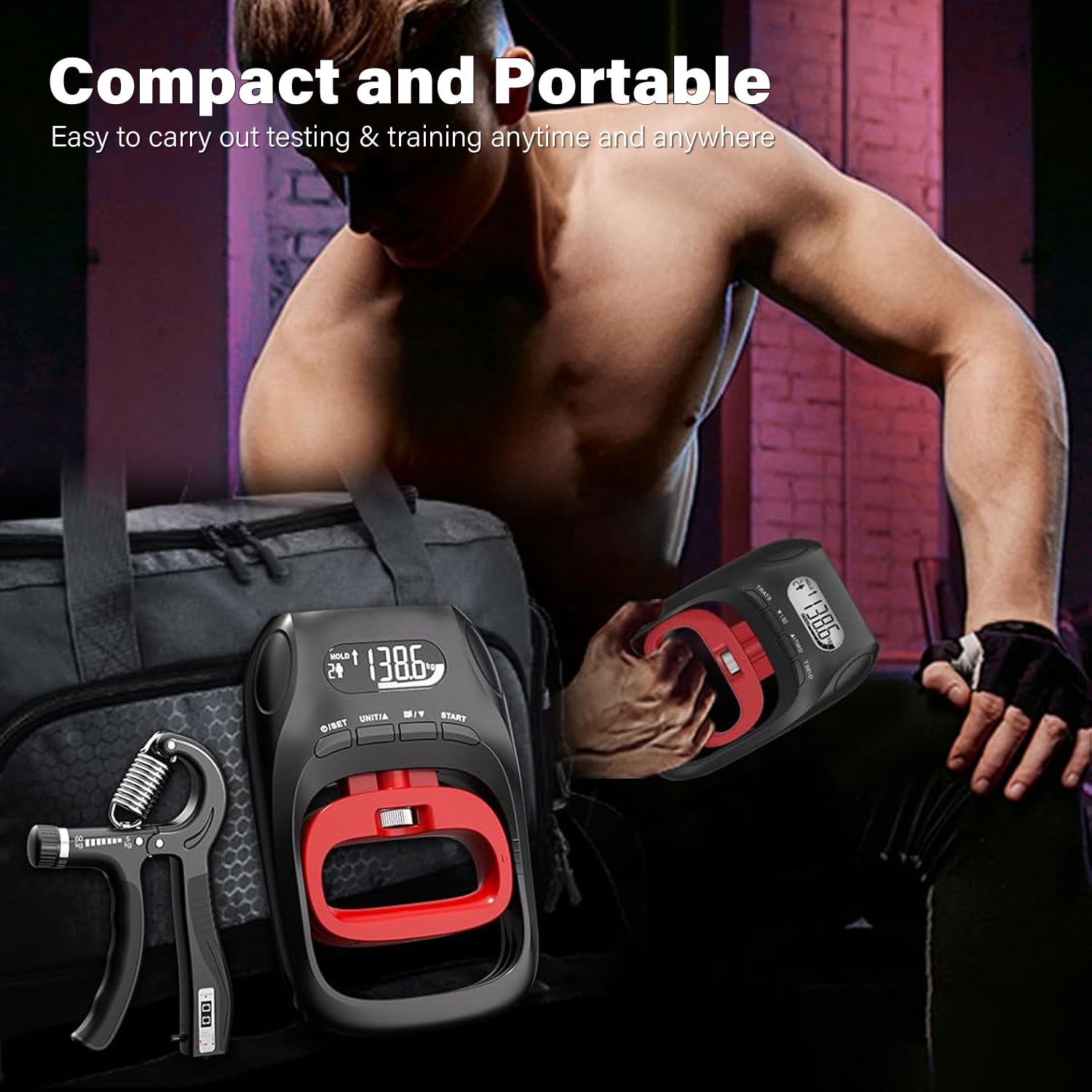 Songsun Digital Grip Strengthener: Adjustable electronic dynamometer for training & rehab. Measures up to 400 lbs/180 kg. For athletes & therapy.