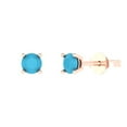 thumbnail image 2 of 0.5 Ct Round Cut Studs Blue Turquoise 14K Rose Solid Solid Gold Everyday Dainty Earrings Push Back, 2 of 7