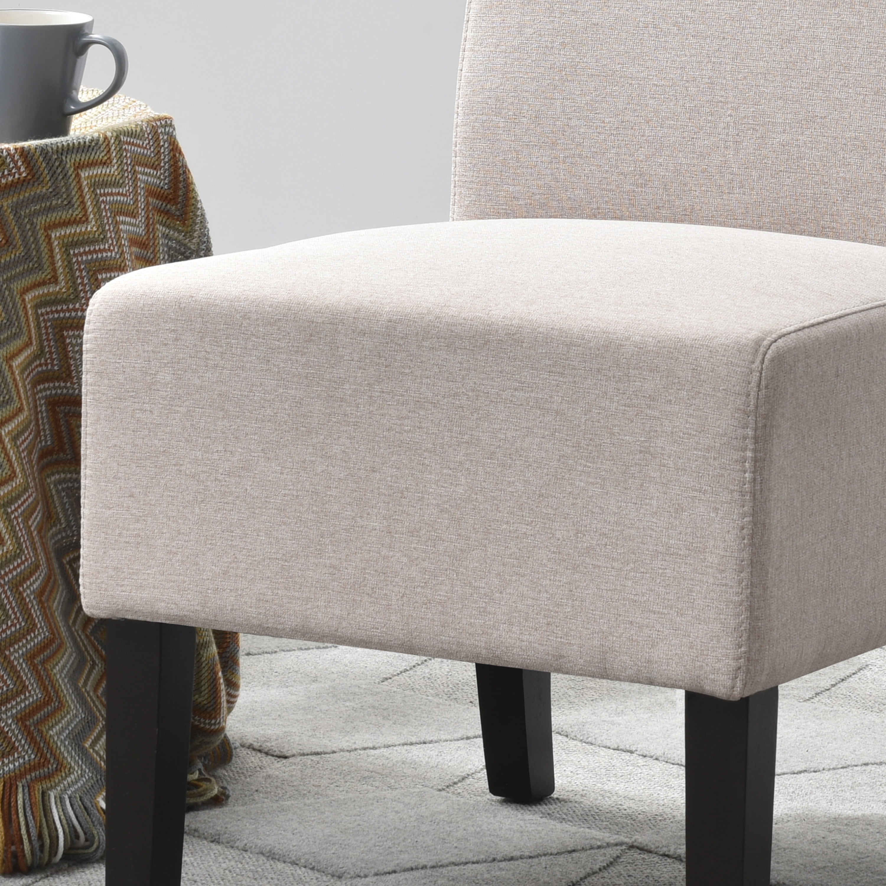 AC Pacific High Back Samantha Armless Slipper Accent Chair, Brown
