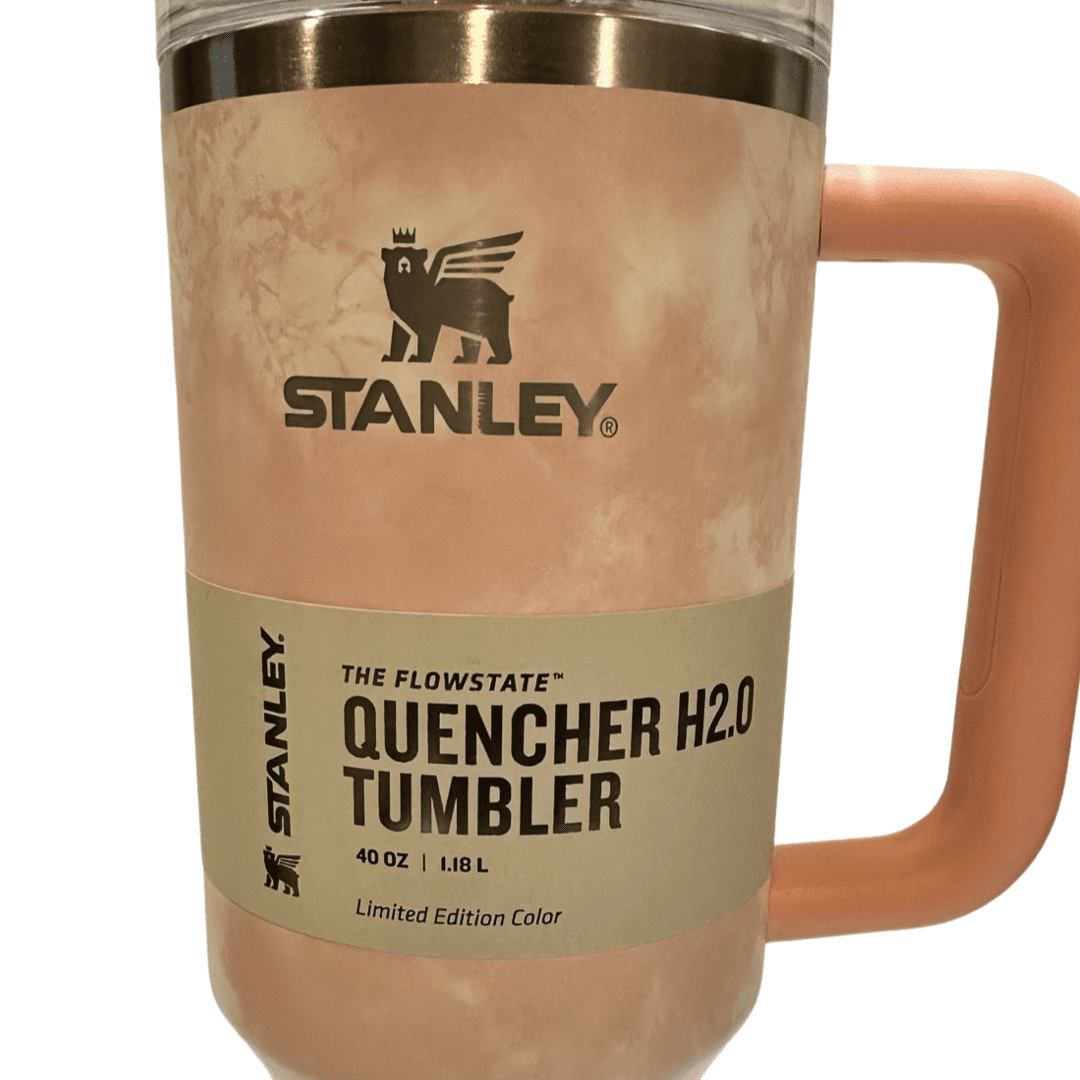 40oz Authentic Stanley Tumbler With Custom Dyed Lid peach or Peach Tie Dye  