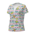 thumbnail image 3 of Wukai Space Doodle Casual V-Neck Graphic Tees for Women: Lightweight and Breathable Summer Tops with Stylish Design-Large, 3 of 8