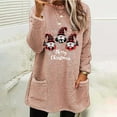 thumbnail image 2 of Jsaierl Women's Christmas Fleece Shirts Plus Size Christmas Graphic Tees Classic Crewneck T-shirt Short Sleeve Tunic Blouse Tops, 2 of 5