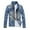 Blue, variant on POIUYTR Jean Jacket for Men Fashion Long Sleeve Distressed Ripped Denim Jacket Washed Classic Casual Slim Fit Trucker Coat Outerwear