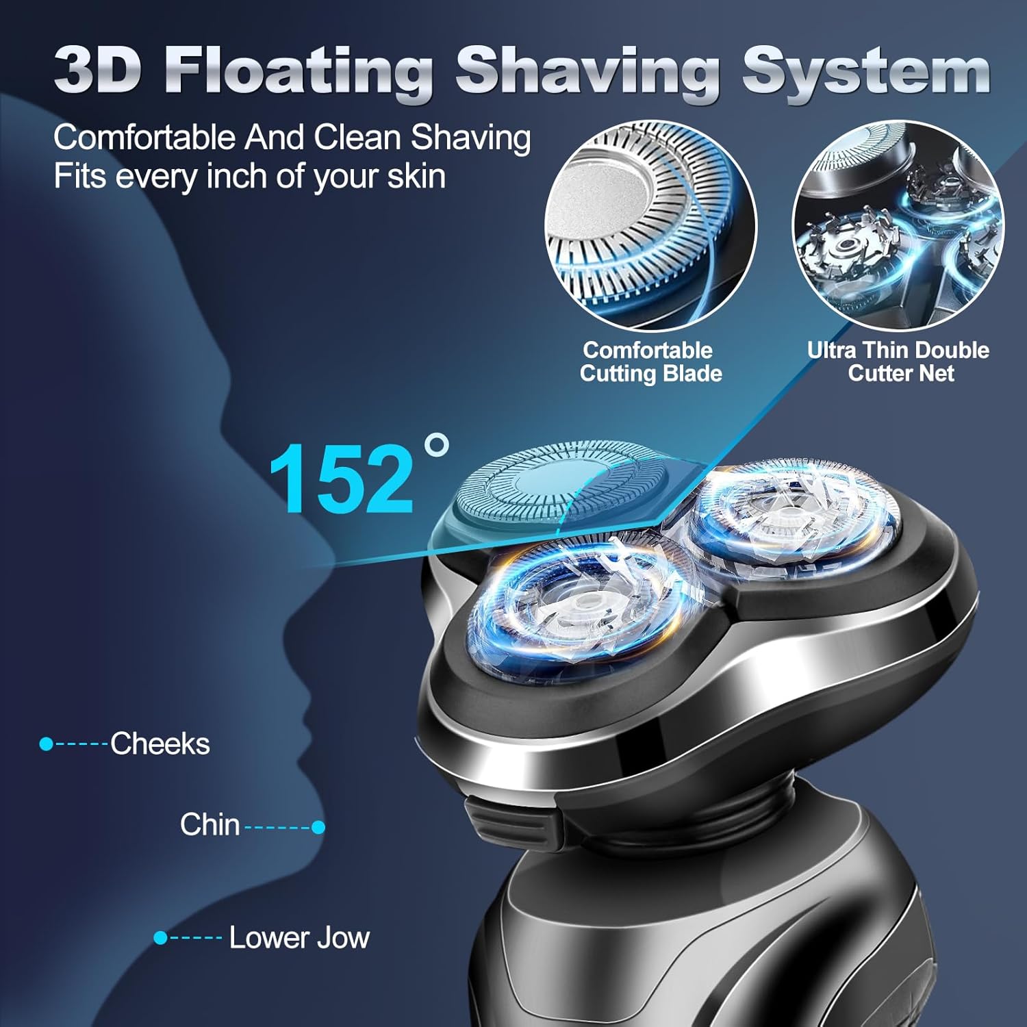 Obacre 3-in-1 Electric Razor with Charging Dock, Black photo 6