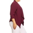 thumbnail image 2 of Women's Plus Size Draped Neck Open Front Loose Fit Solid Cardigan Female Jacket, 2 of 5