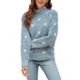 thumbnail image 1 of Suéter de Punto Holgado con Cuello Alto y Corazón para Mujer, Larga, Ideal para Otoño e Invierno Gris Oscuro L, 1 of 10