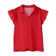 thumbnail image 6 of Abcomgle Girls Ruffle Short Sleeve Polo Shirts V-Neck Collared Girls Golf Shirt Quick Dry Athletic Sports Girls Uniform Shirts, 6 of 6