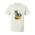 thumbnail image 2 of Funny Graphic Astronaut Cat in Space on Cheeseburger | Mens Cat Lover Graphic T-Shirt, White, Small, 2 of 3