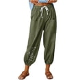 thumbnail image 1 of VEKDONE Womens Cotton Linen Pants Print Long Pants Army Green XXL, 1 of 3