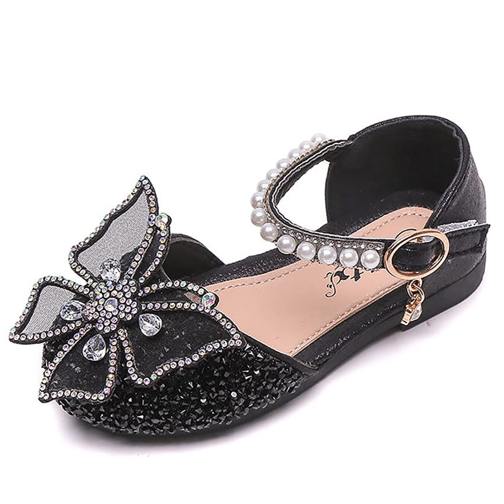 US Girls Kids Dress Shoes Flat Pumps Glitter Party Mary Jane sequin Sandals Size 