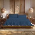 thumbnail image 3 of Color Sense 4-Piece 1200 Thread Count Cotton Blend Sateen Bed Sheet Set, Wrinkle-Resistant, Super Soft, Extra Deep Pocket, Hotel Luxury Bedding, King, Navy, 3 of 12