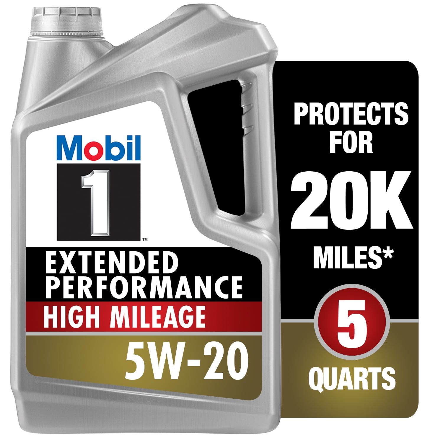 Mobil 1 Extended Performance High Mileage Full Synthetic Motor Oil 5W-20, 5 qt