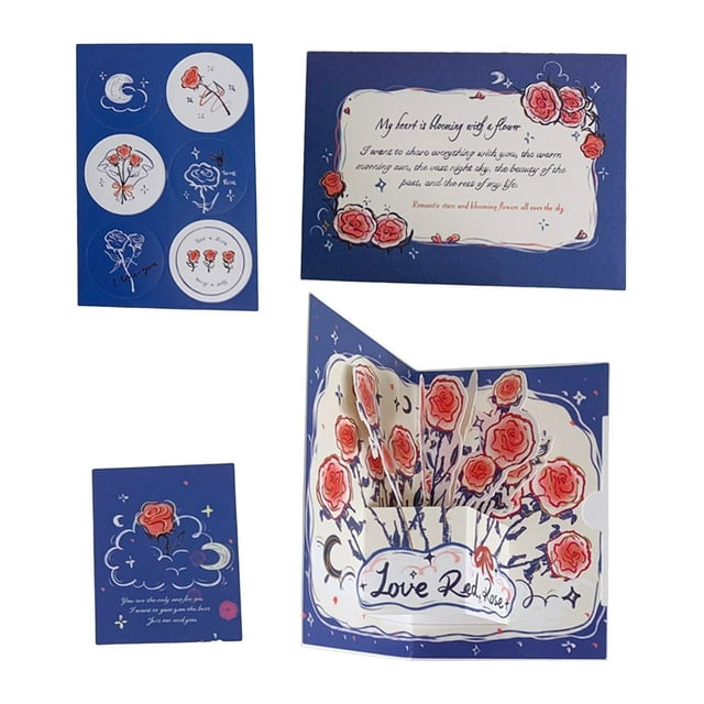 Tarjetas 3D para San Valentín, ramo, aniversario, flores, regalo para madre Azul