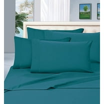 Elegant Comfort 6 Piece Bed Sheets Queen Blue Solid Print 1800 Series Polyester