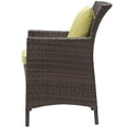 thumbnail image 2 of Modern Contemporary Urban Design Outdoor Patio Balcony Garden Furniture Side Dining Chair Armchair, Rattan Wicker, Green Brown, 2 of 3