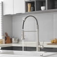thumbnail image 3 of Kitchen Faucets With Pull Out Sprayer Commercial Spring Sink Faucet Stainless Steel Brushed Nickel Down Single Handle Farmhouse Deck Plate For Camper Laundry Utility Rv Wet Bar, 3 of 7