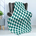 thumbnail image 4 of Teal Soft Flannel Fleece Throw Blanket, Traditional Polka Dots Pattern Design Vibrant Colored Geometrical Elements, Cozy Plush for Indoor and Outdoor Use, 50" x 70", Teal White, by Ambesonne, 4 of 5