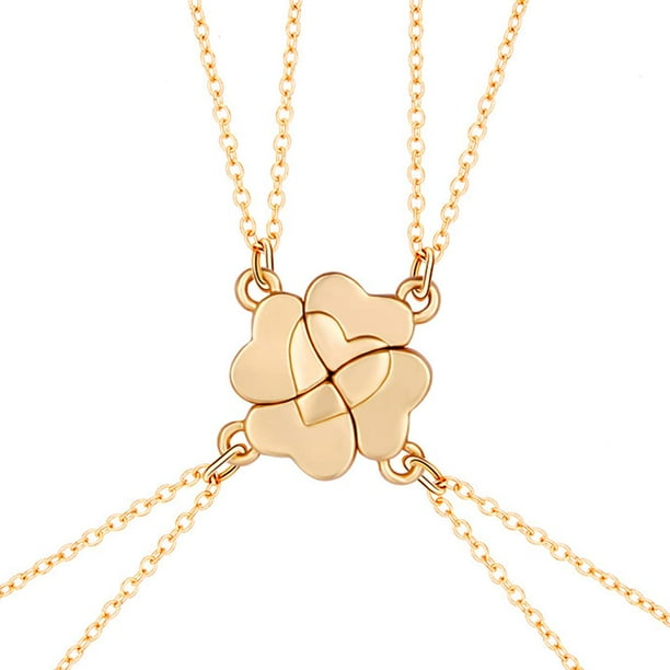 Collar de la amistad magnético a juego trébol de cuatro hojas mejor amigo collar regalos para niñas mujeres imán BFF collar para 4