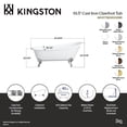 thumbnail image 4 of Aqua Eden NHVCTND653129B7 61-Inch Cast Iron Oval Single Slipper Clawfoot Tub (No Faucet Drillings) in White/Brushed Brass, 4 of 5