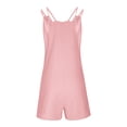 thumbnail image 6 of Shorts Rompers for Women Double Spaghetti Strap Bodysuit Solid Color V-Neck Casual Loose Overalls, 6 of 9