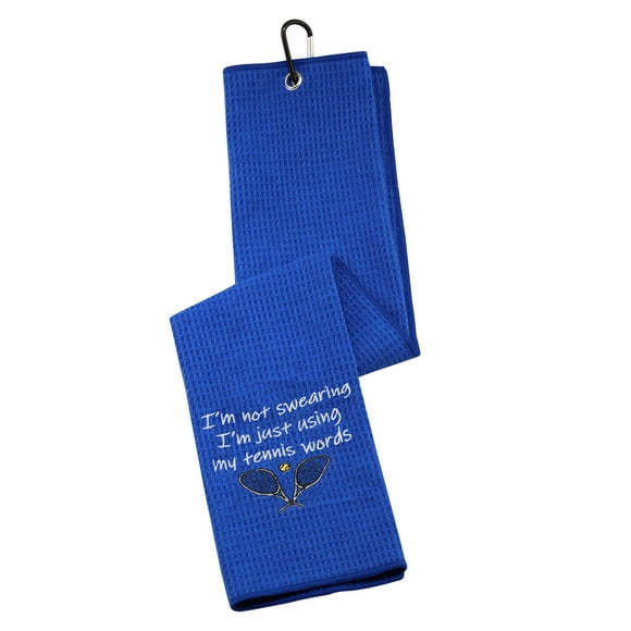 G2TUP Tennis Lovers Tennis Gifts Embroidered Sport Tennis Towel with Clip Iï¿½m Not Swearing Iï¿½m Just Using My Tennis Words (Iï¿½m Not Swearing)