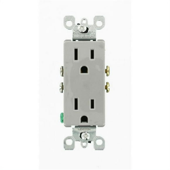 Leviton R54-5325-GS 15 A 125 V Decora Duplex Receptacle, Gray