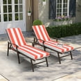 thumbnail image 5 of Pellebant 2 Pack Outdoor Chaise Lounge Cushions, Weatherproof Striped Outdoor Chaise Cushion 80" x 23"(1-Pack, Red & White Stripes), 5 of 7
