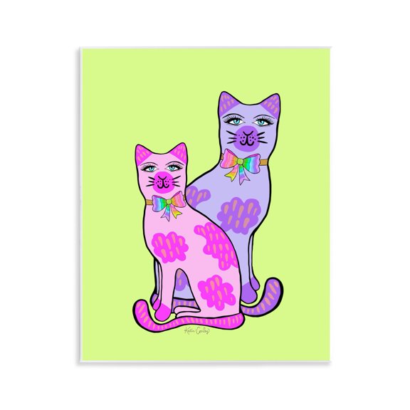 Stupell Industries Modern Funky Bright Cats Wall Plaque Art, 11 x 14, by Katie Conley