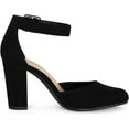 thumbnail image 4 of Chariot & Co: Posh- Women's Round Toe Ankle Strap Buckle High Heel Dress Pumps - Comfort Foam Sandals (Black Nbpu, 8.5), 4 of 6