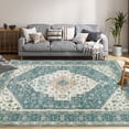 thumbnail image 2 of Vintage Medallion Print Boho Area Rug, Washable Low Pile Carpet with Non-Slip Rubber Backing, Foldable, for Dining Room, Office, Bedroom, Living Room, 2 of 7